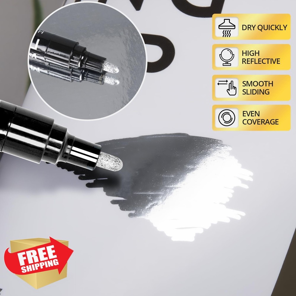 HTVRONT Silver Liquid Mirror Chrome Marker, 3 Pcs Paint Pen