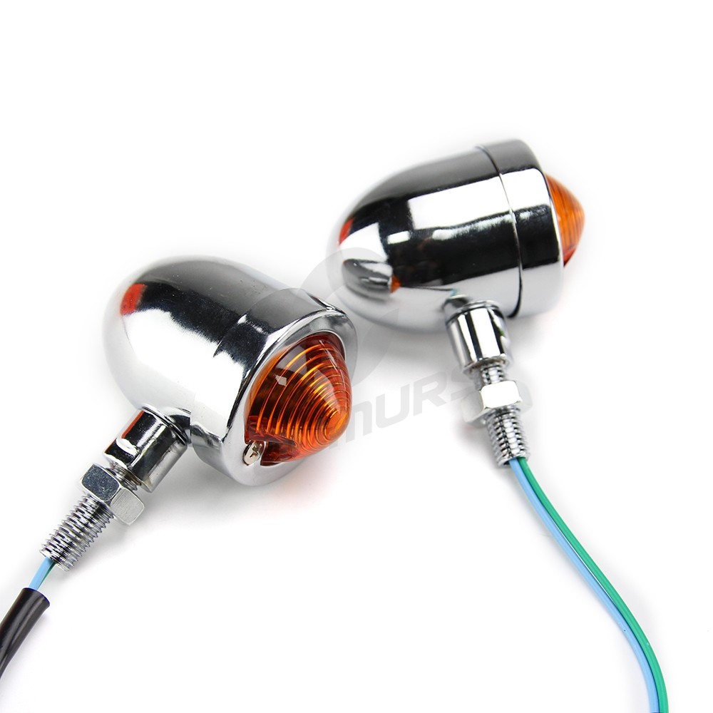 2x Universal Motorcycle Bullet Turn Signal Amber Indicator Blinker Lights Chrome