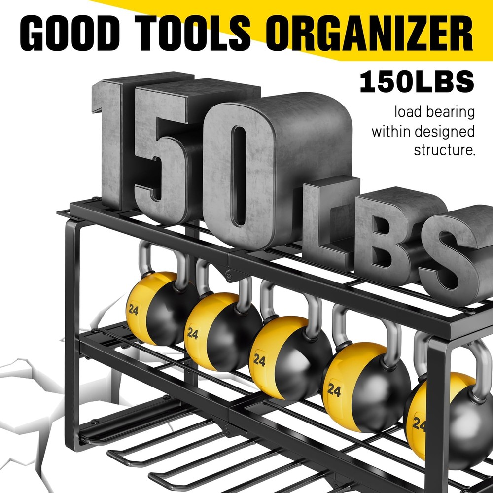 Power Tool Organizer Wall Mount - 150Lbs Load 3 Layers Storage Rack with 7 Dr...