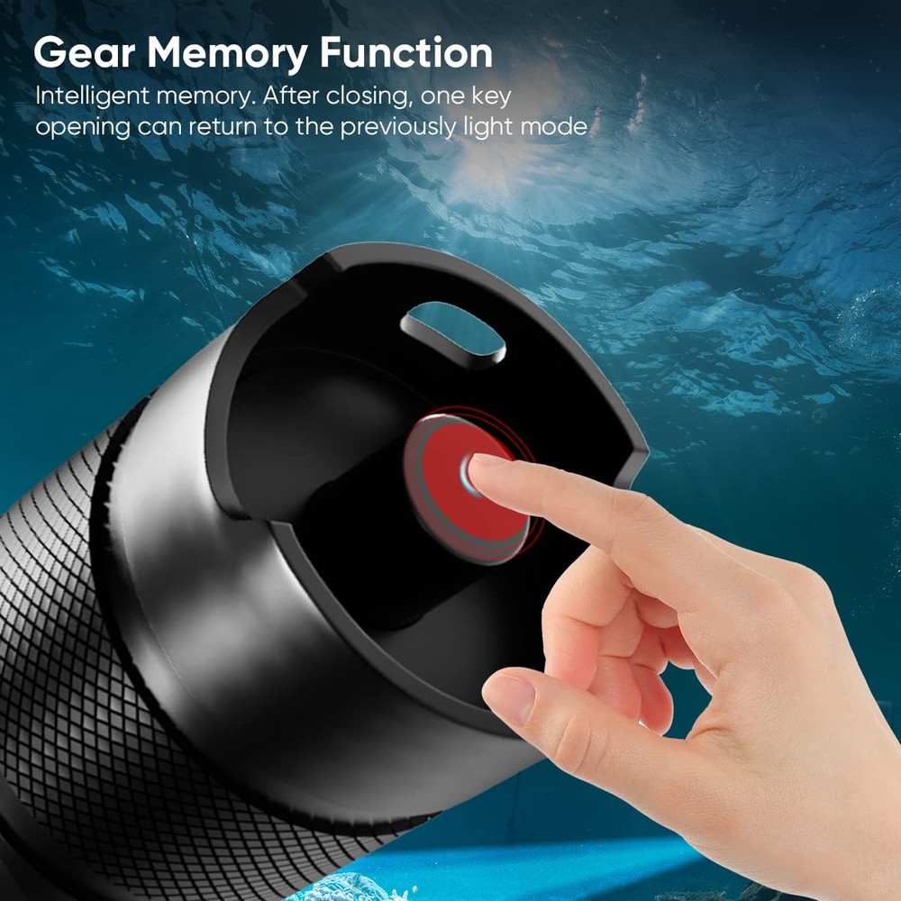 HECLOUD 3000LM Rechargeable Scuba Diving Flashlight Dive Light IPX8