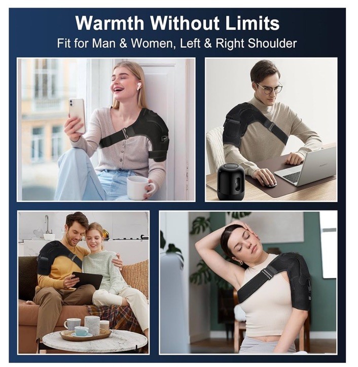 Heating Shoulder Wrap with Vibration Massager, Electric Heated Shoulder Support