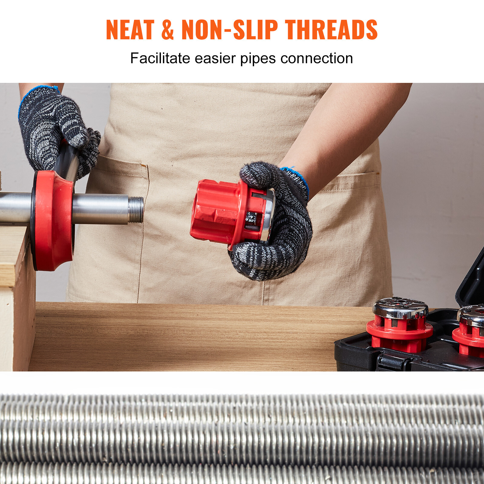 VEVOR Ratchet Pipe Threader Pipe Threading Tool 1/4" NPT - 1-1/4" NPT 6PCS Dies