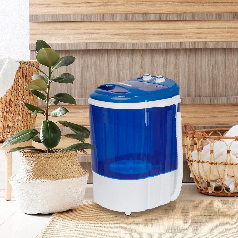 Mini Portable Washing Machine Top Load Washer W/ Double Knobs Timer Control