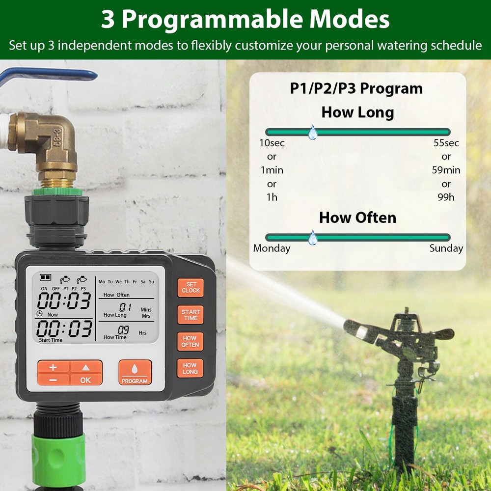LakeForest Water Timer Programmable Garden Hose Sprinkler Timer Yard Irrigation