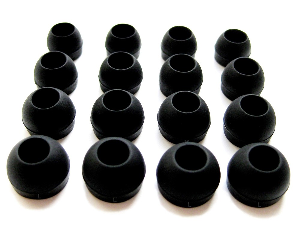 16pcs (B-4sz) Replacement Earbuds Eartips Adapters Compatible large, Black