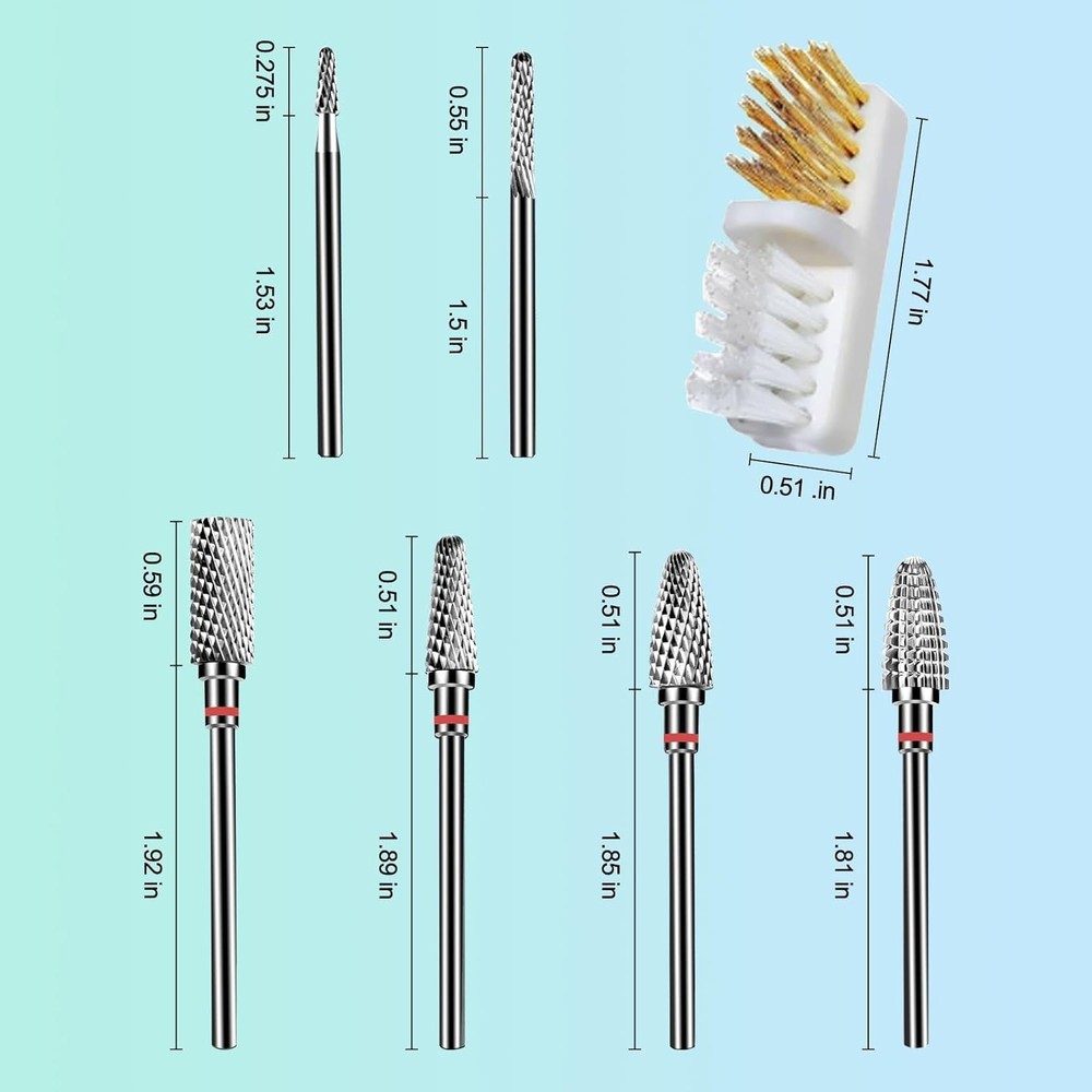 6Pcs Nail Drill Bits Set Professional, 3/32'' Electric Nail Drill Bits for