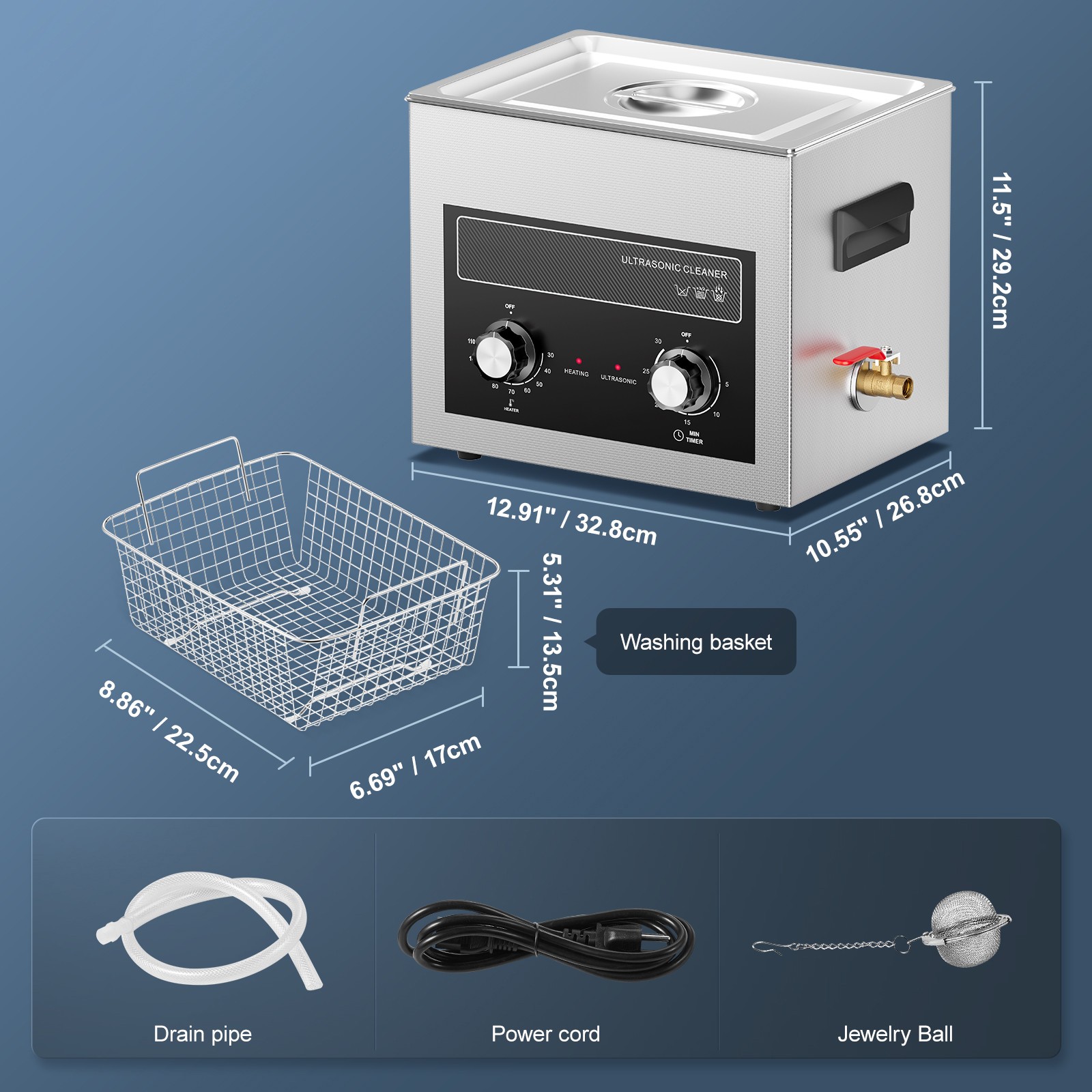 10L Ultrasonic Cleaner with Heater Timer & Basket Digital Sonic Machine