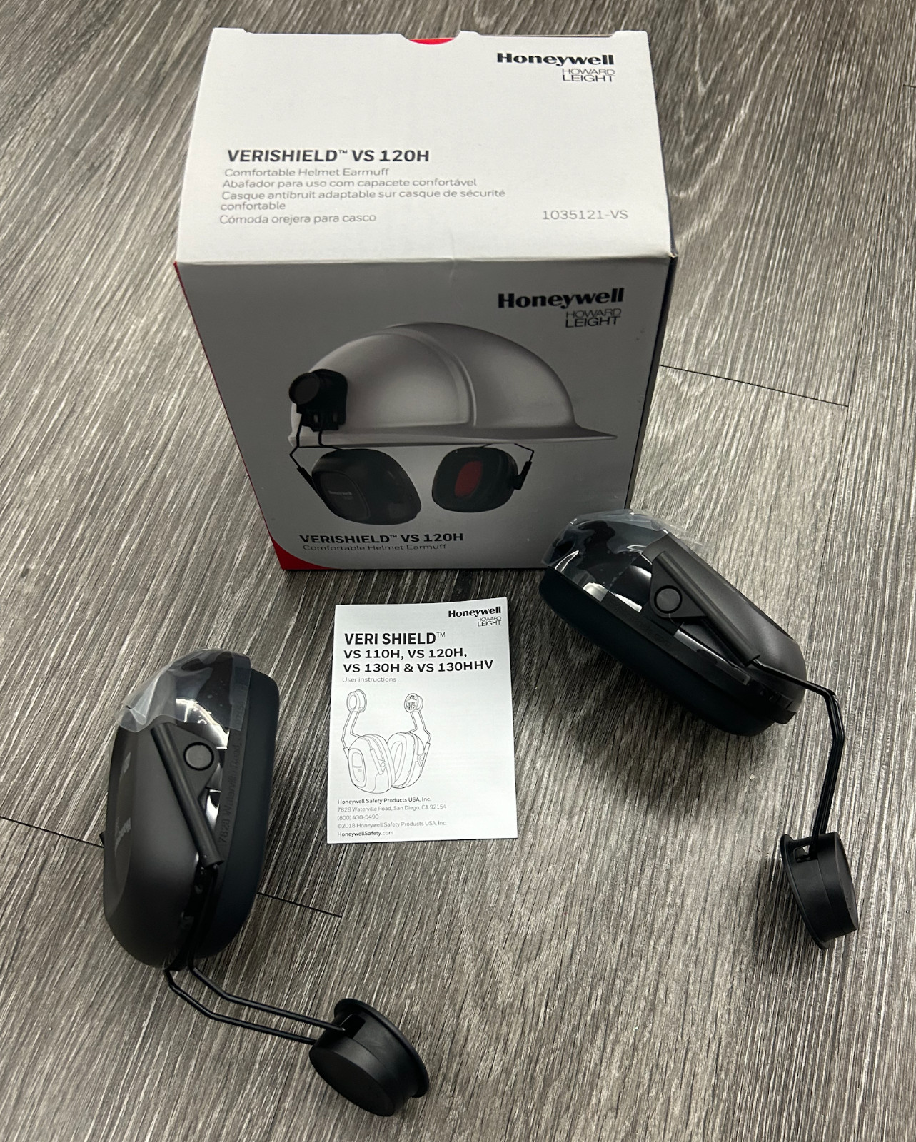 Honeywell VeriShield 100 Series Helmet Earmuffs, VS120H, 24 NRR, Black