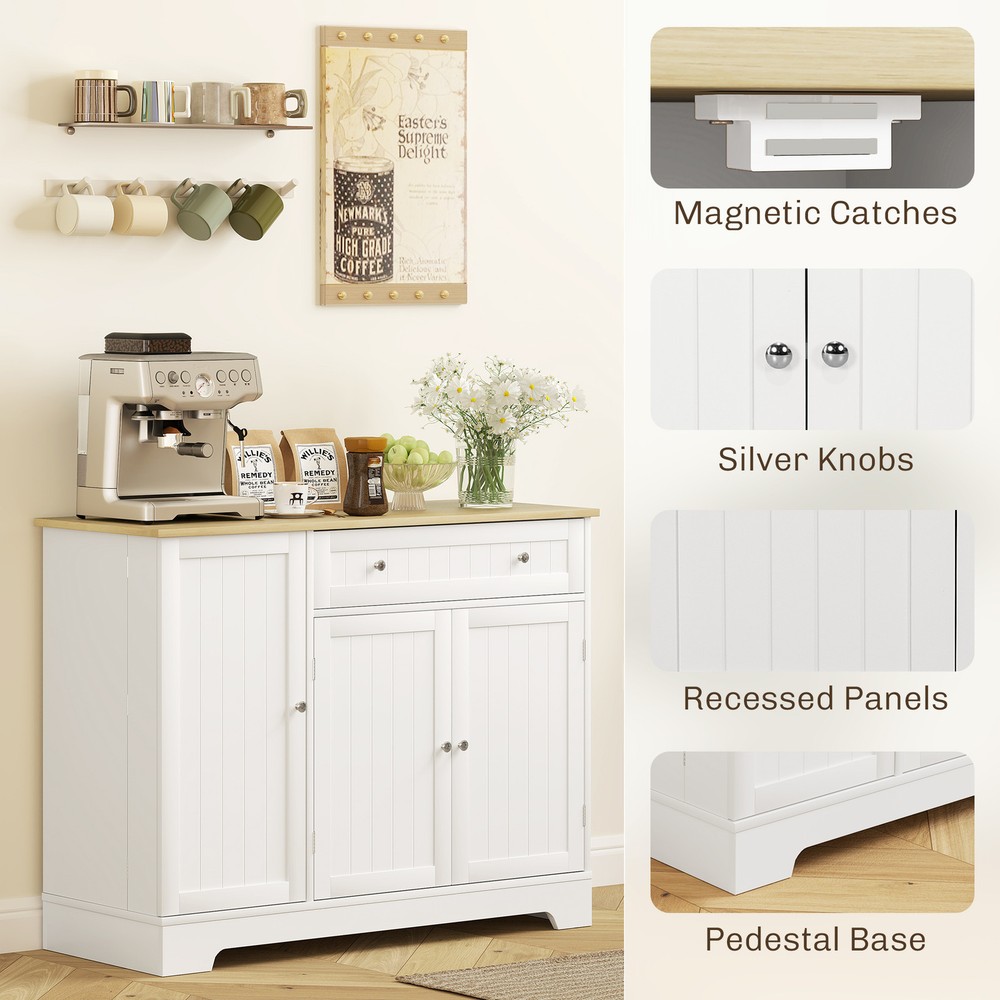 41" Sideboard Buffet Cabinet with Storage Drawer, Adjustable Shelf, White