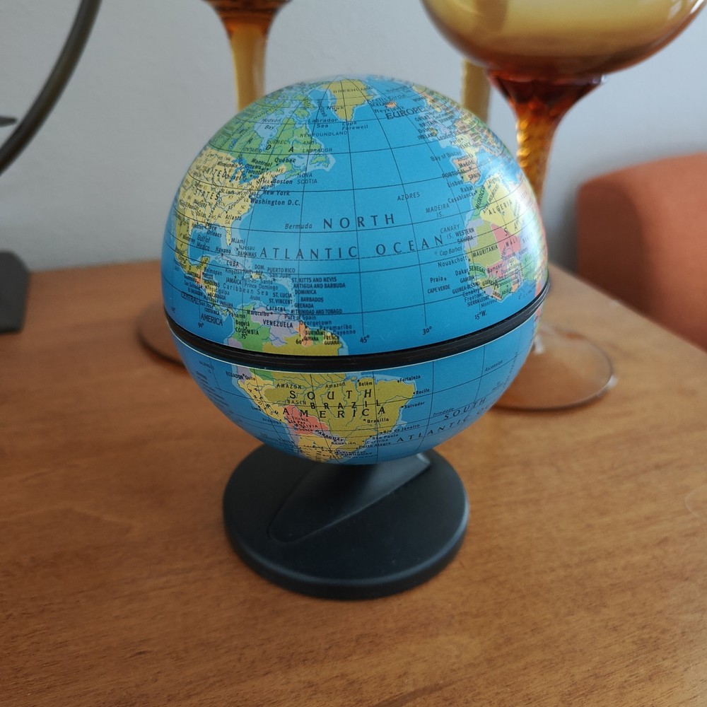 Replogle World Mini Globe 2001 Desktop 4" Diameter/5.5” Tall Dual Direction Spin