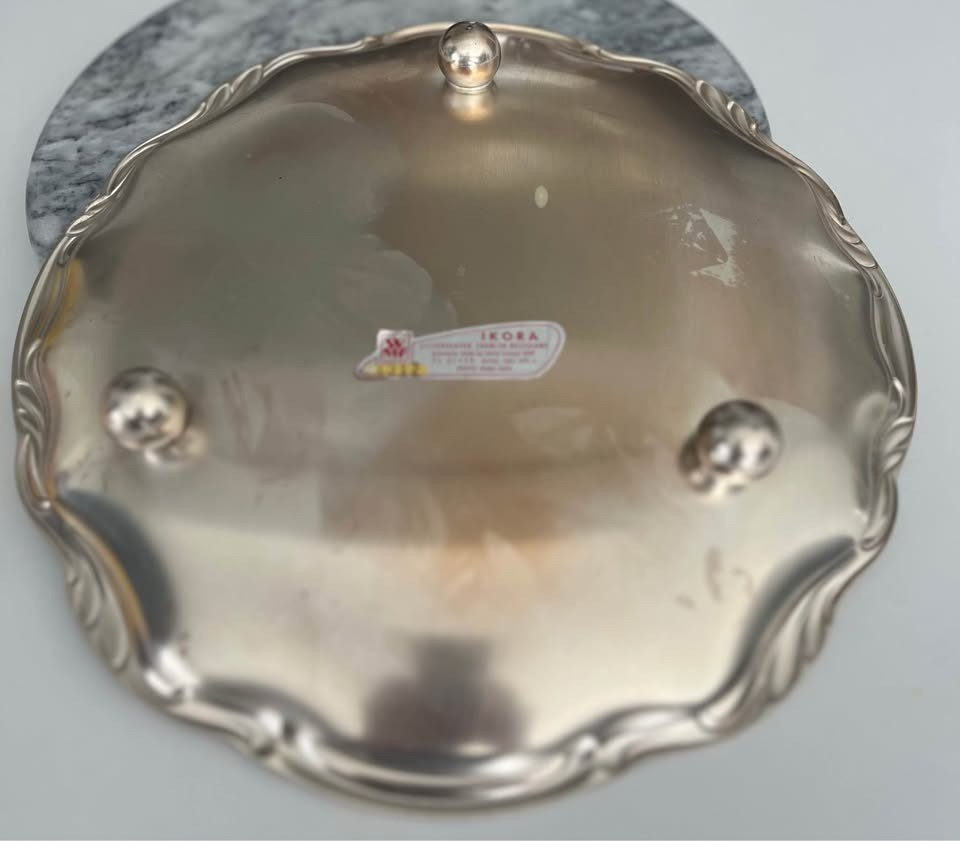 WMF-IKORA SILVER PLATE OVAL SERVING TRAY BRUSHED FINISH GERMANY