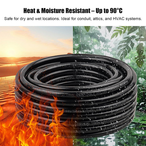 XRDS -RF 4AWG THHN Wire, 25FT Black Stranded Copper Electrical