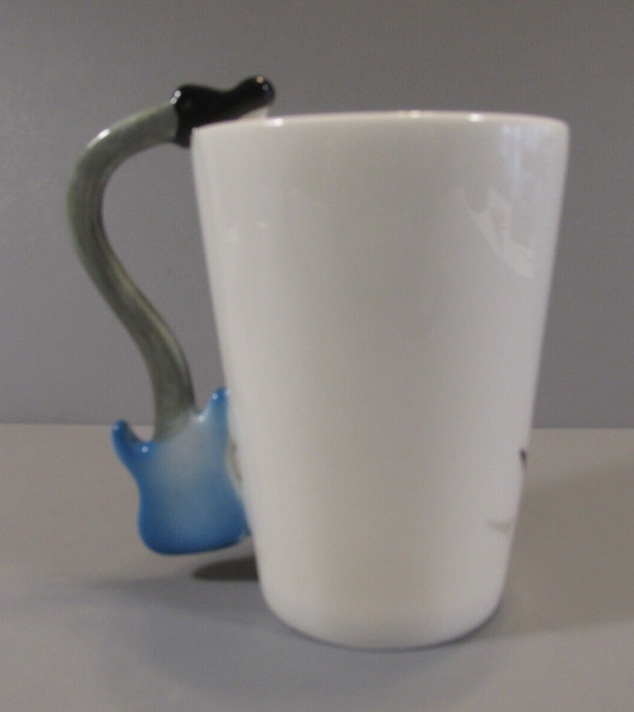 8 oz. Ceramic Cup with Musical Notes and Blue Electric Guitar Handle