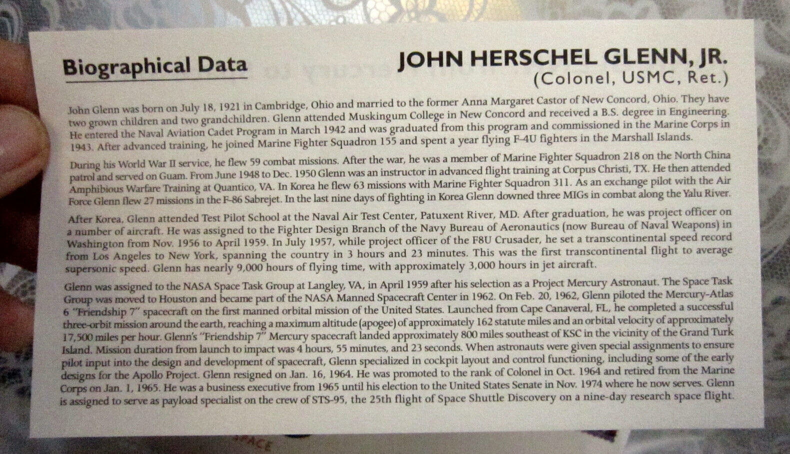 DISCOVERY 7 NASA PATCH John Glenn Mukai Duque Brown Lindsey Robinson Parazynski+