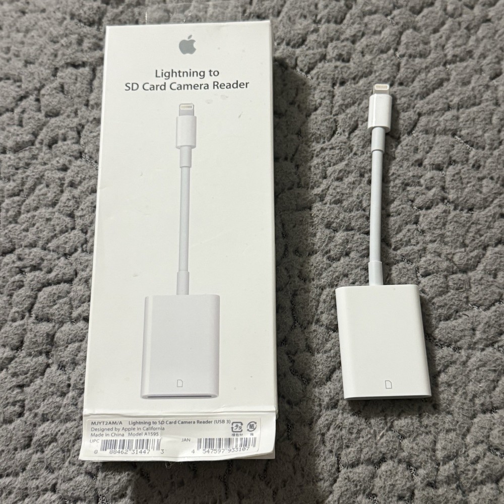 Genuine Apple Lightning to SD Card Camera Reader White Model A1595 Authentic