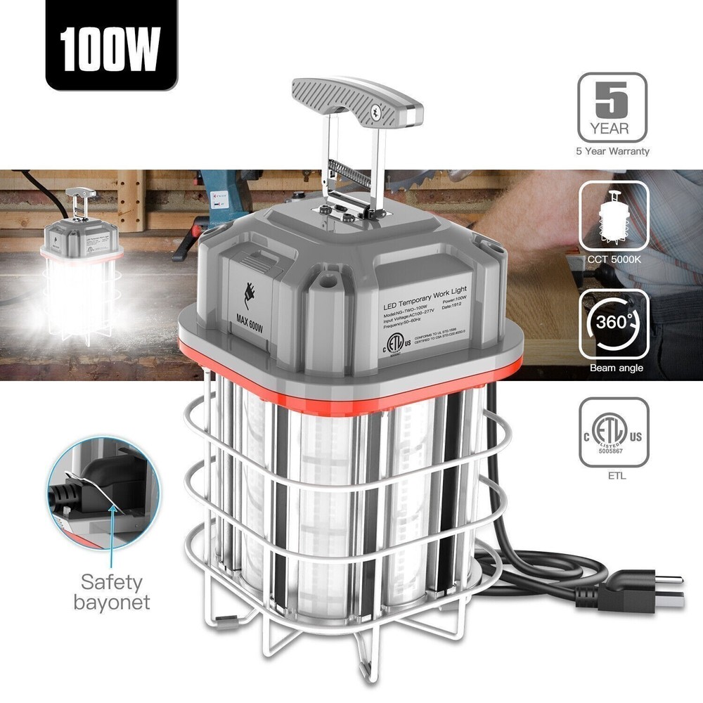 100W LED Temporary Work Light (400W MH/HPS Equiv) Linkable Construction Light US