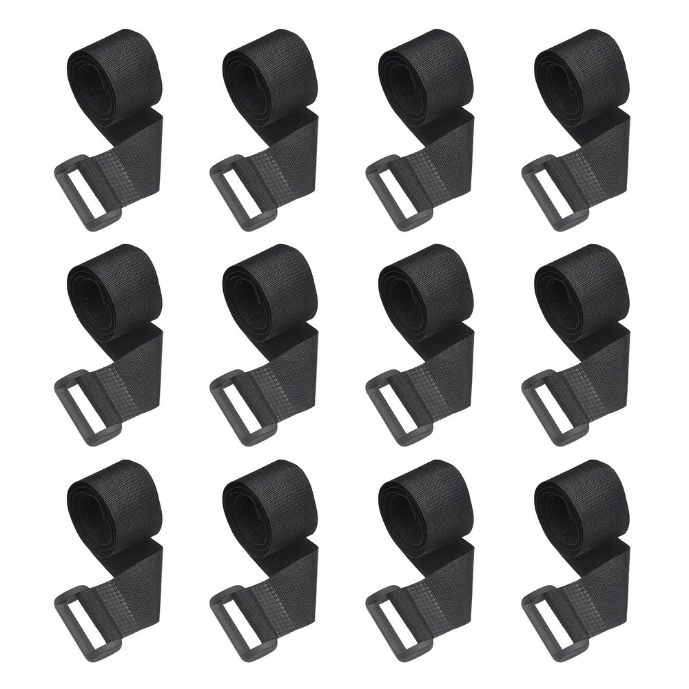 12pcs Reusable Cinch Straps 1"x15.7" Hook and Loop Cable Securing Straps, Black