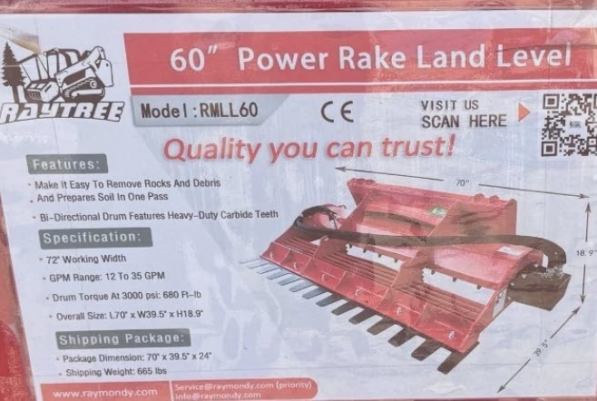 Skid Steer Soil Conditioner / Power Rake Hydra Leveler