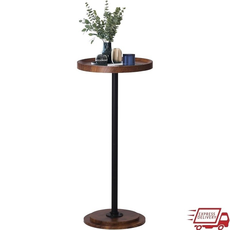 Modern Round Side Table Chic Wood Grain Versatile End Table Portable Setup New