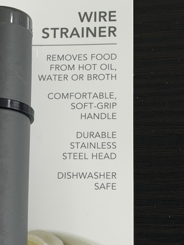 KitchenAid Gray Wire Strainer-Comfortable Soft-Grip Handle & Dishwasher Safe-New