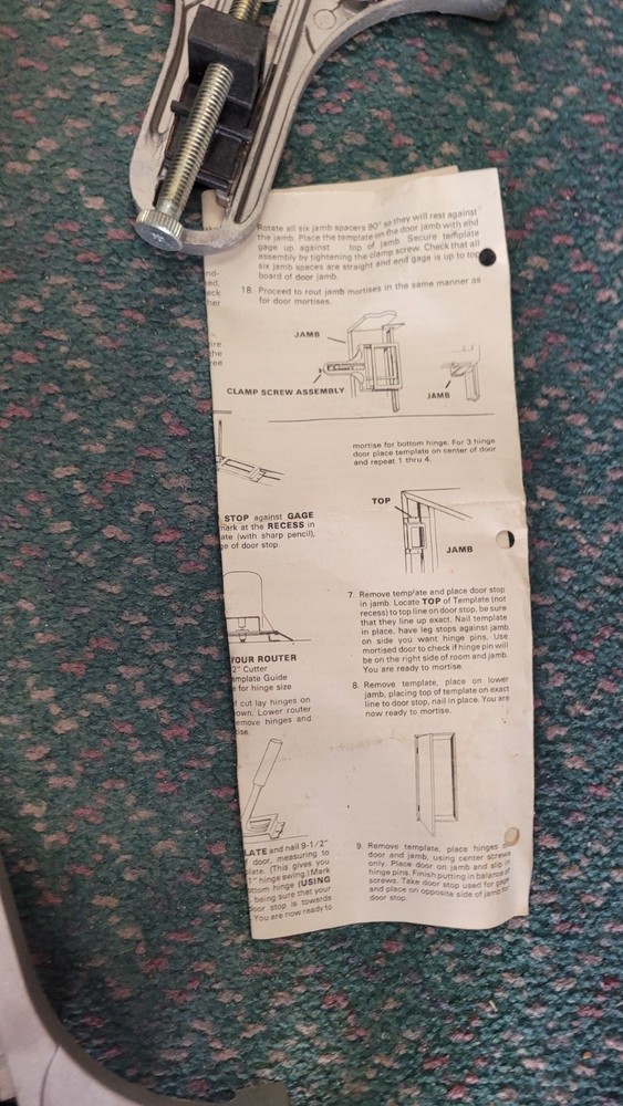 Vintage Sears Craftsman Butt Hinge Template 2564 door mount 3pc set