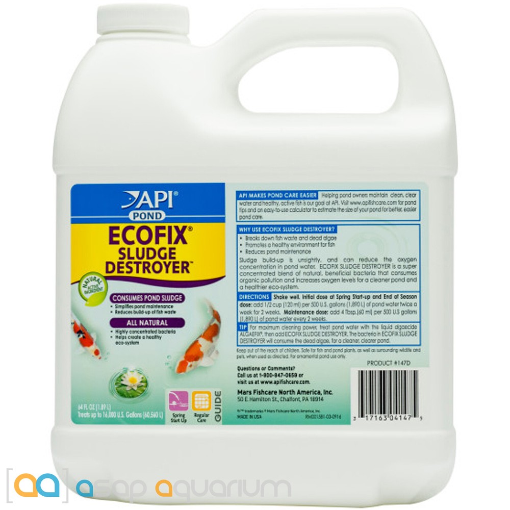 API Pond EcoFix Sludge Destroyer 64oz Reduce Pond Maintenance Increase Oxygen