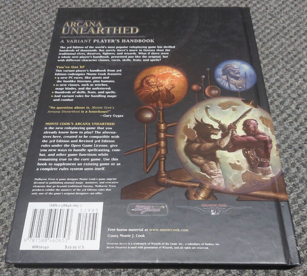 Monte Cook's Arcana Unearthed - D20 D&D - Sword & Sorcery