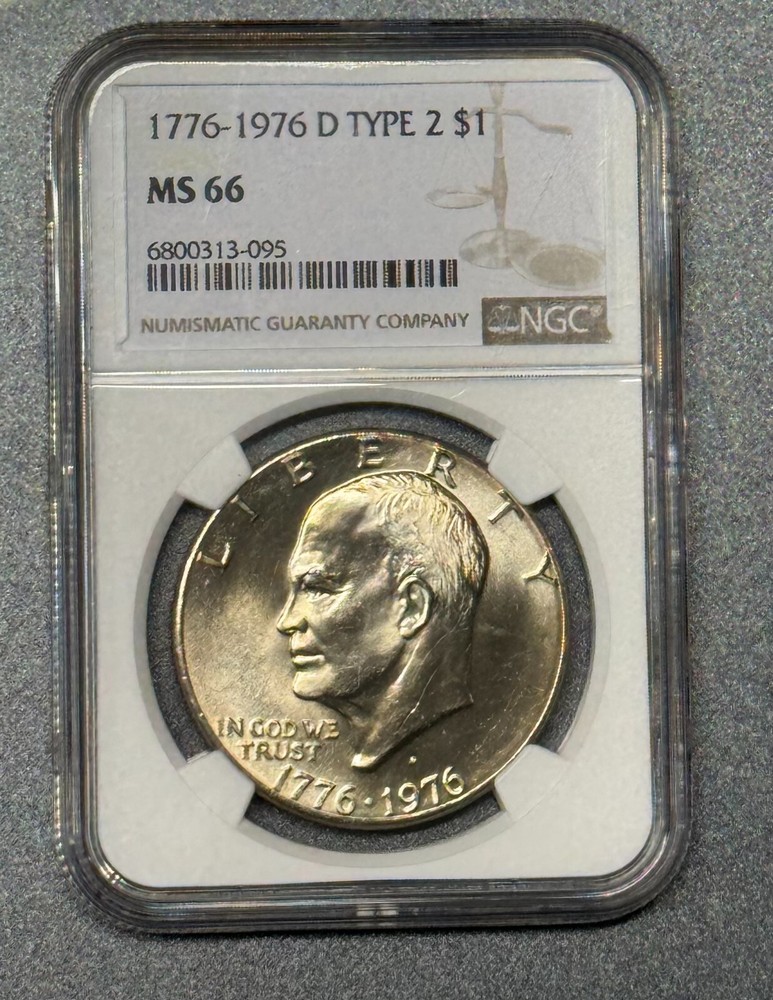 1776 - 1976 D Type 2 Eisenhower Dollar - NGC MS66