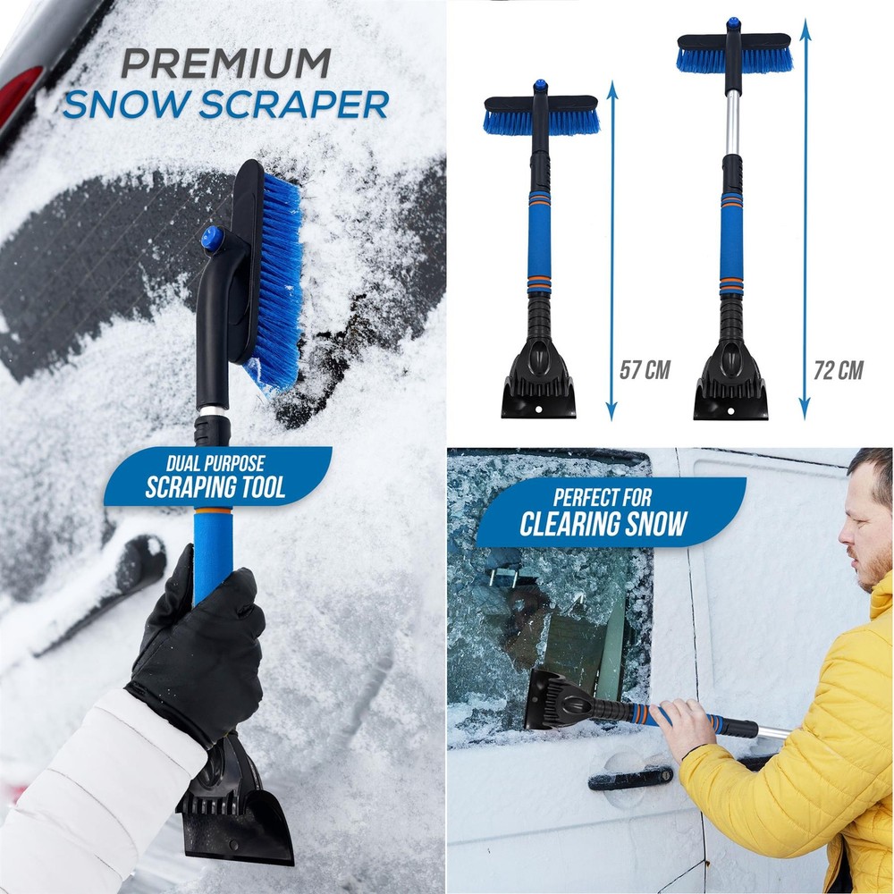 Ice Scraper for Car Snow Brush Van Window Telescopic Extendable Windshield