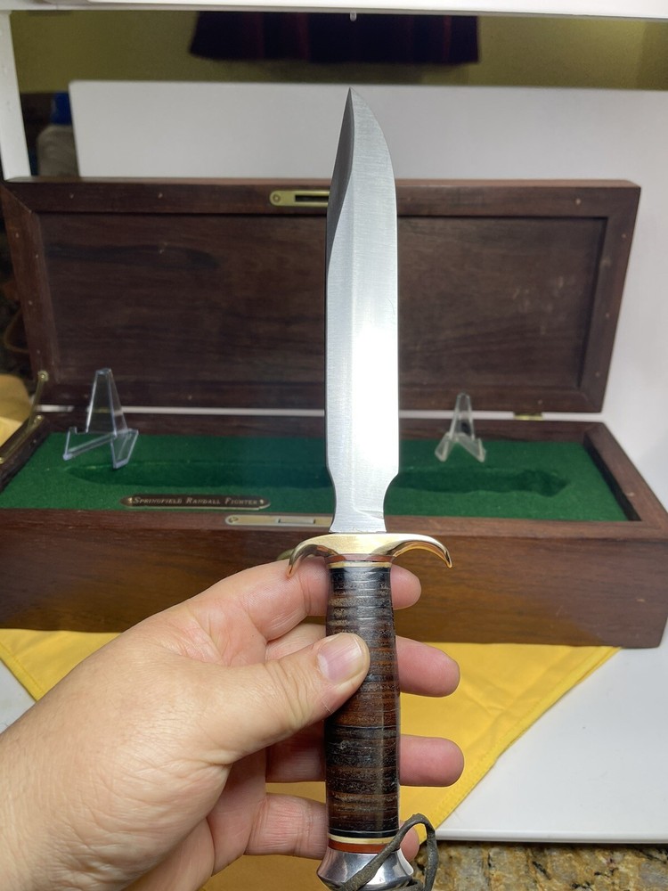 RANDALL Springfield model 1 FIGHTING KNIFE 1943-1944 Leather handle nice