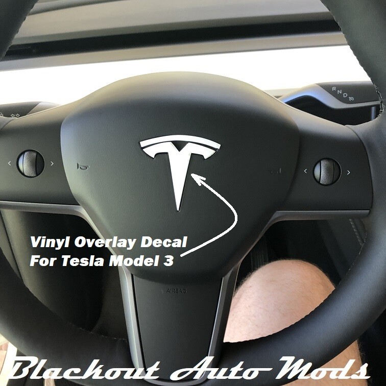 For Tesla Model 3 Steering Wheel Emblem Precut Vinyl Decal Many Colors