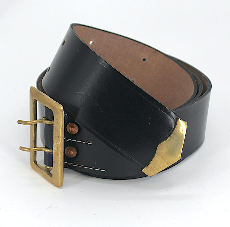 Black Leather Cavalry Carbine Sling with Clip