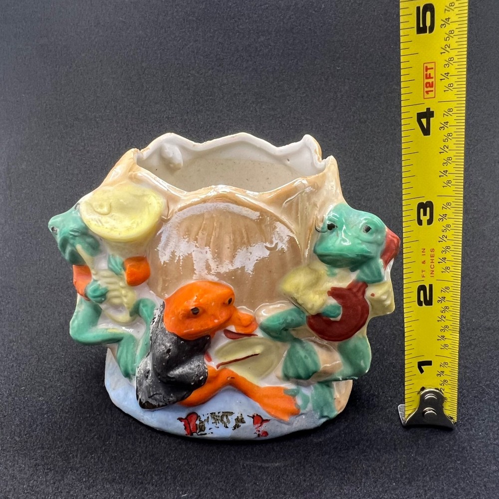 Vintage Whimsical Frogs Playing Musical Instruments Planter