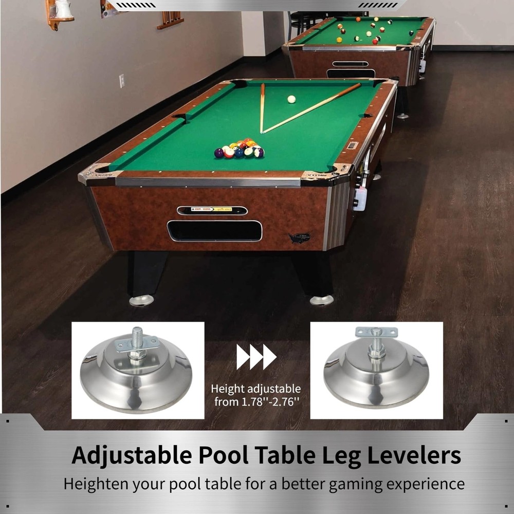 Billiard Table Leg Levelers, 4 Pcs Pool Table Leg Leveling Risers 5’’D with A...