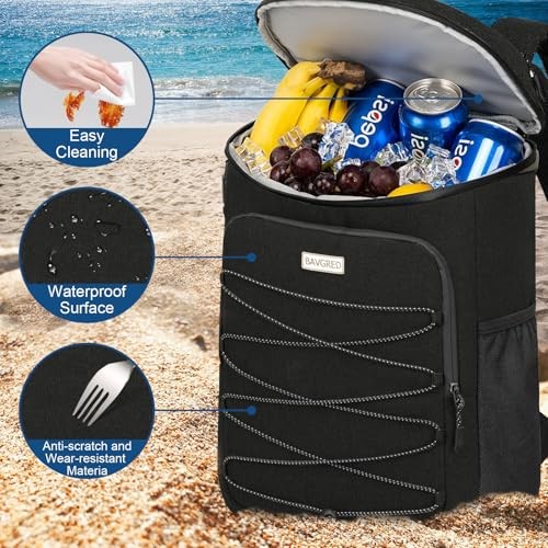 Cooler Backpack Insulated Leak Proof 30 Cans 30 Cans (without hand strap) Black