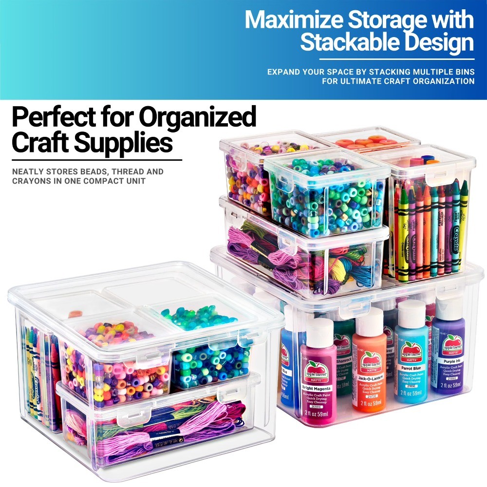 6-Piece Sewing and Craft Material Storage Container Set with Lids
