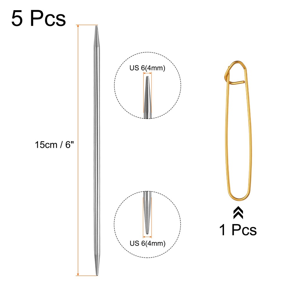 5Pcs 4mm Double Pointed Knitting Sweater Needle with Stitch Holder