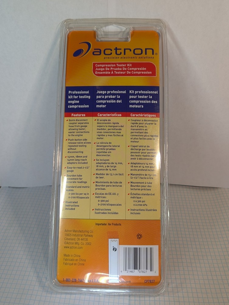 ACTRON COMPRESSION TESTER KIT MODEL : CP7827 Brand new