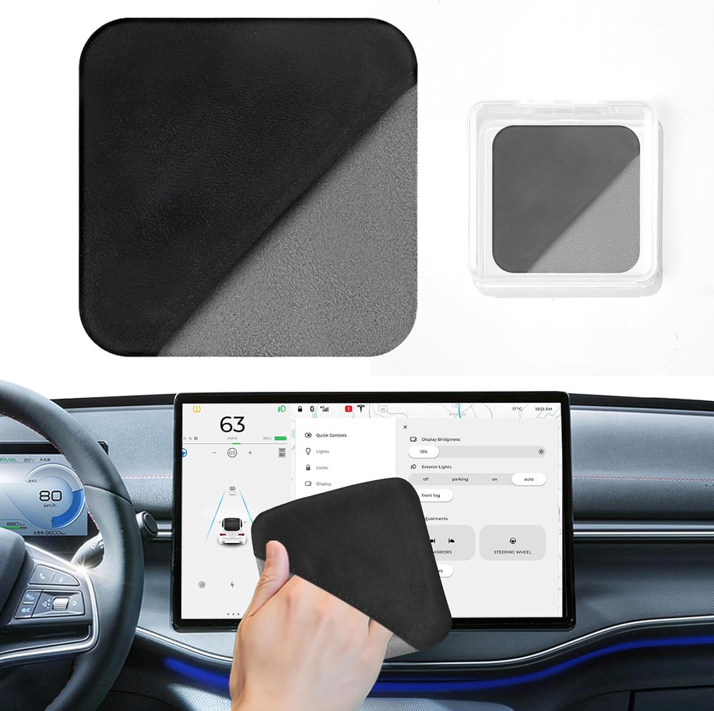 Car Screen Cleaner Pad with Acrylic Storage Box - Microfiber Touchscreen Cleanin