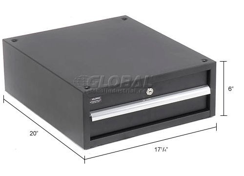 Global Industrial 6" H Steel Drawer W/ Cylinder Lock 17-1/4"W x 20"D Black