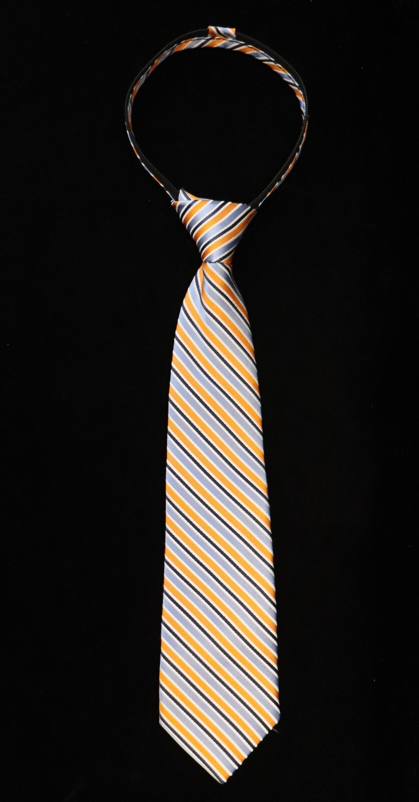 Class Club Boy's Adjustable Tie Zipper Bluish Purple Orange Black 100% Silk