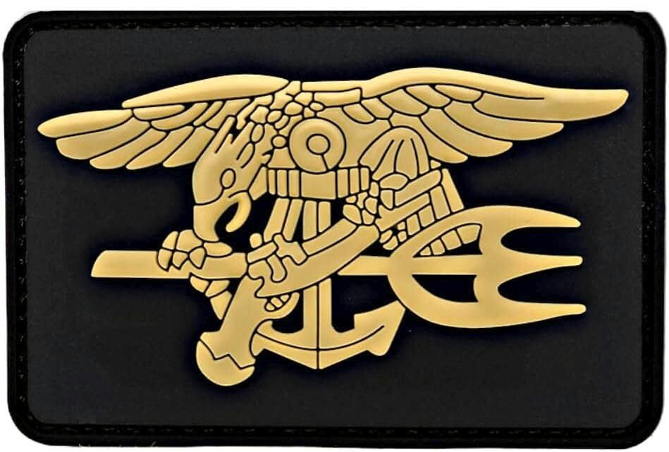 Navy Seal Trident PVC RUBBER MORALE PATCH -2PC 3"x2" HOOK BACK PVC