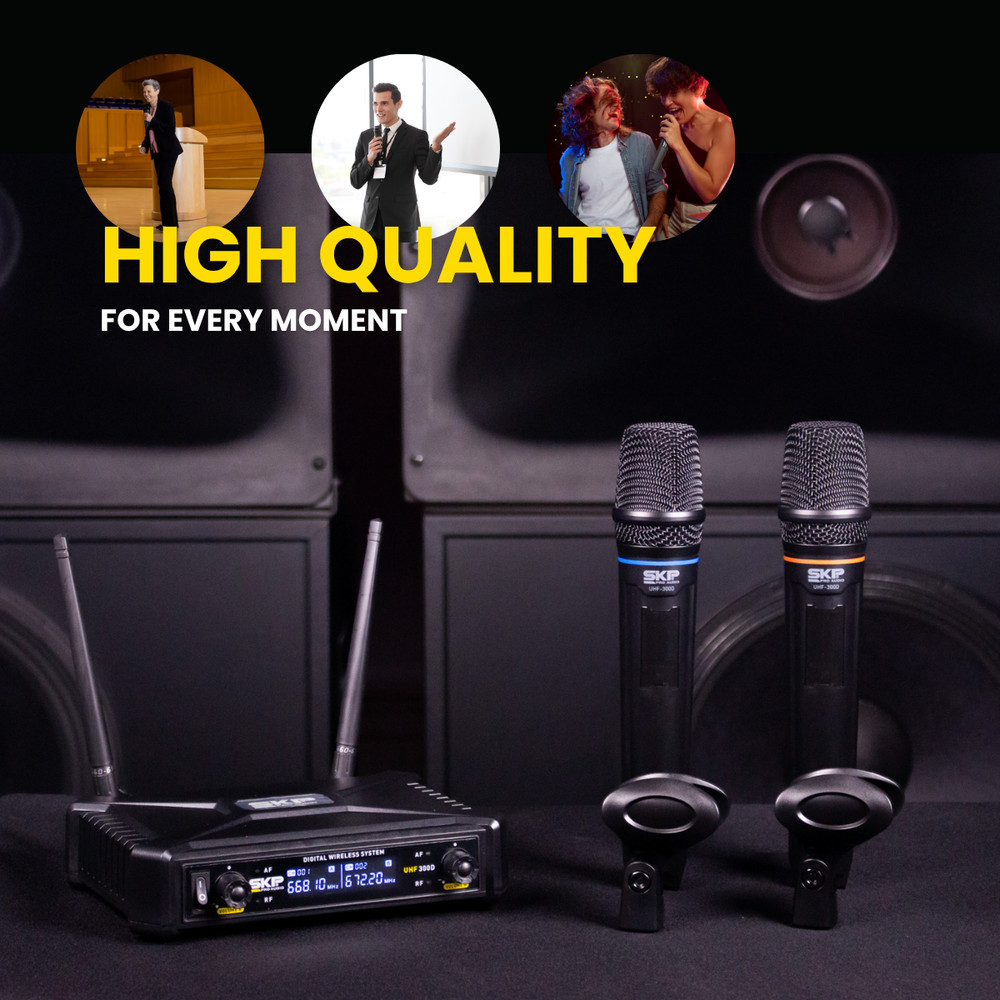 SKP Pro Audio UHF-300D Digital Wireless Vocal - Dual Handheld Microphone System