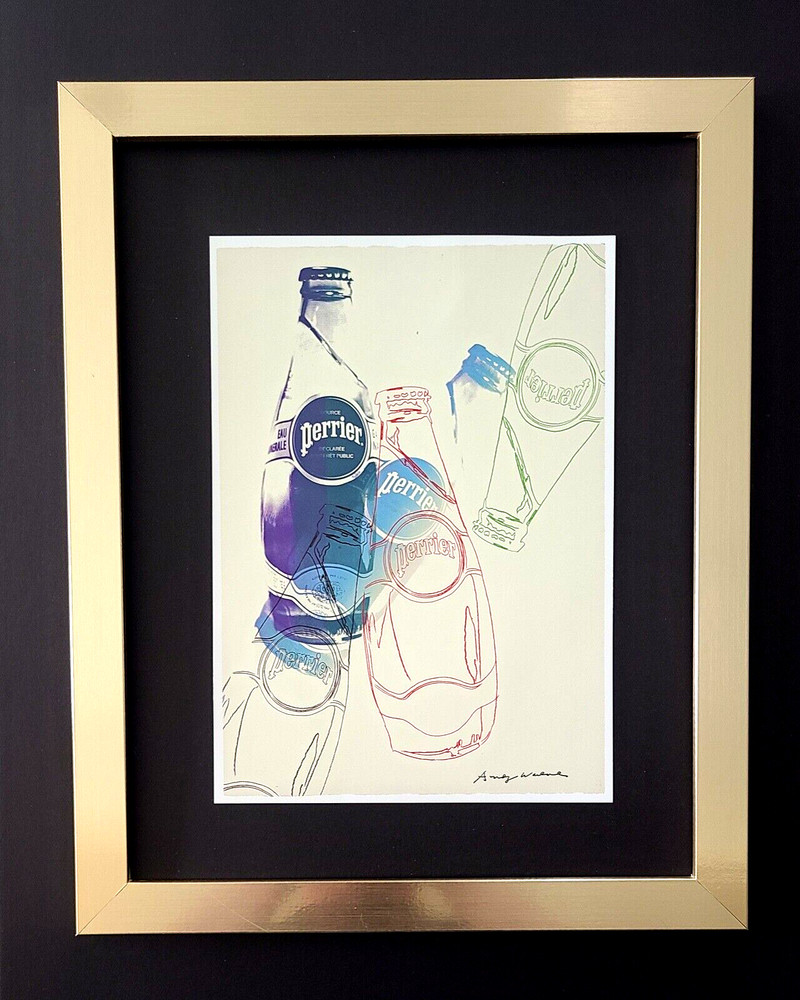 ANDY WARHOL + SIGNED 1984 "PERRIER" PRINT MOUNTED & FRAMED + BUY IT NOW!