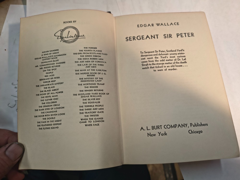 Sergeant Sir Peter by Edgar Wallace, published 1933