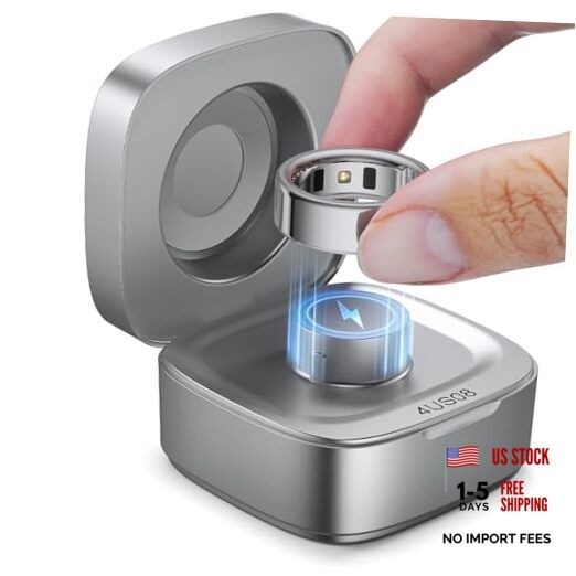 Wireless Charging Case Compatible with Ou-ra Ring Gen 4 Size 8 Glossy Silver