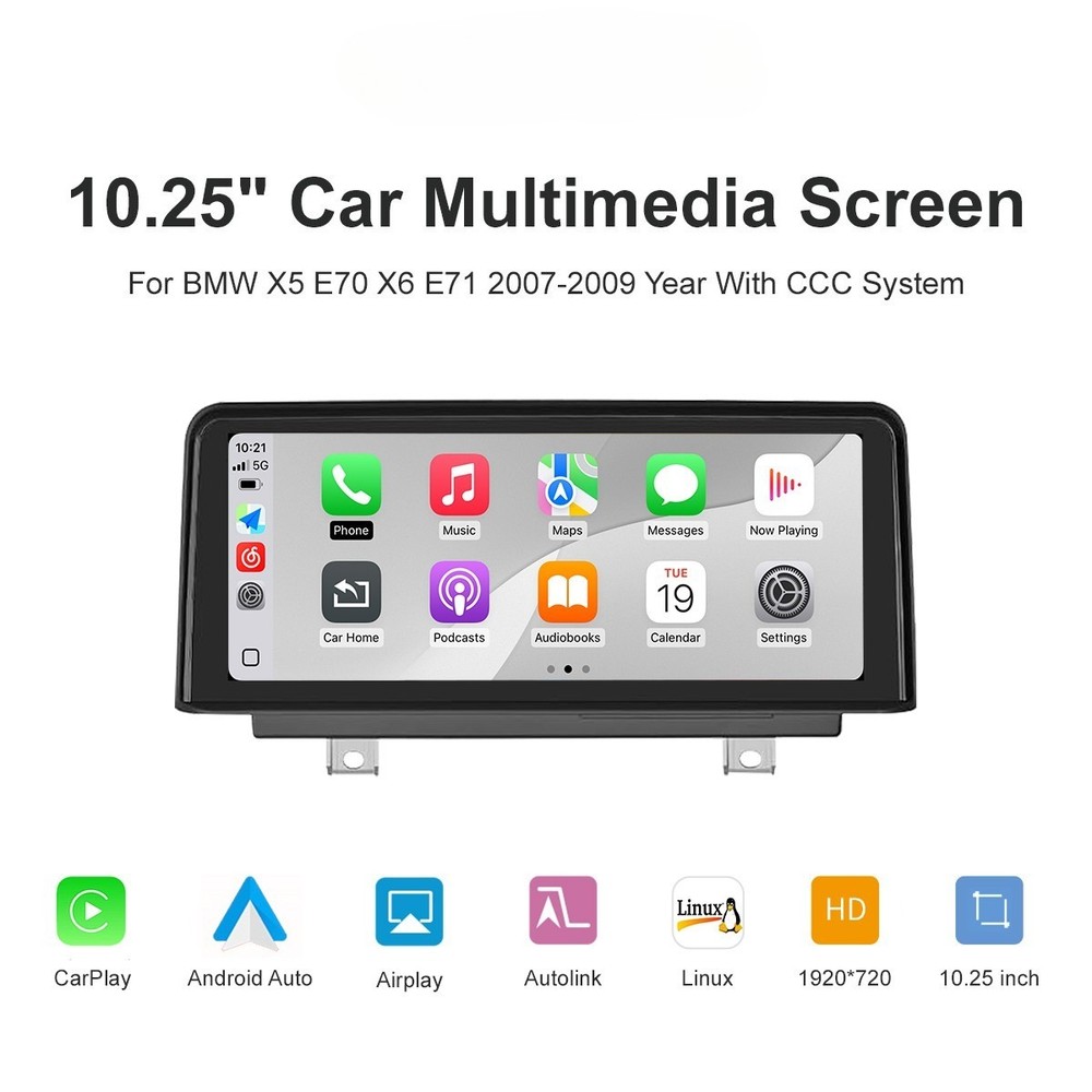 For BMW X5 E70 X6 E71 CCC 2007-2010 10.25''Apple CarPlay TouchScreen Replacement