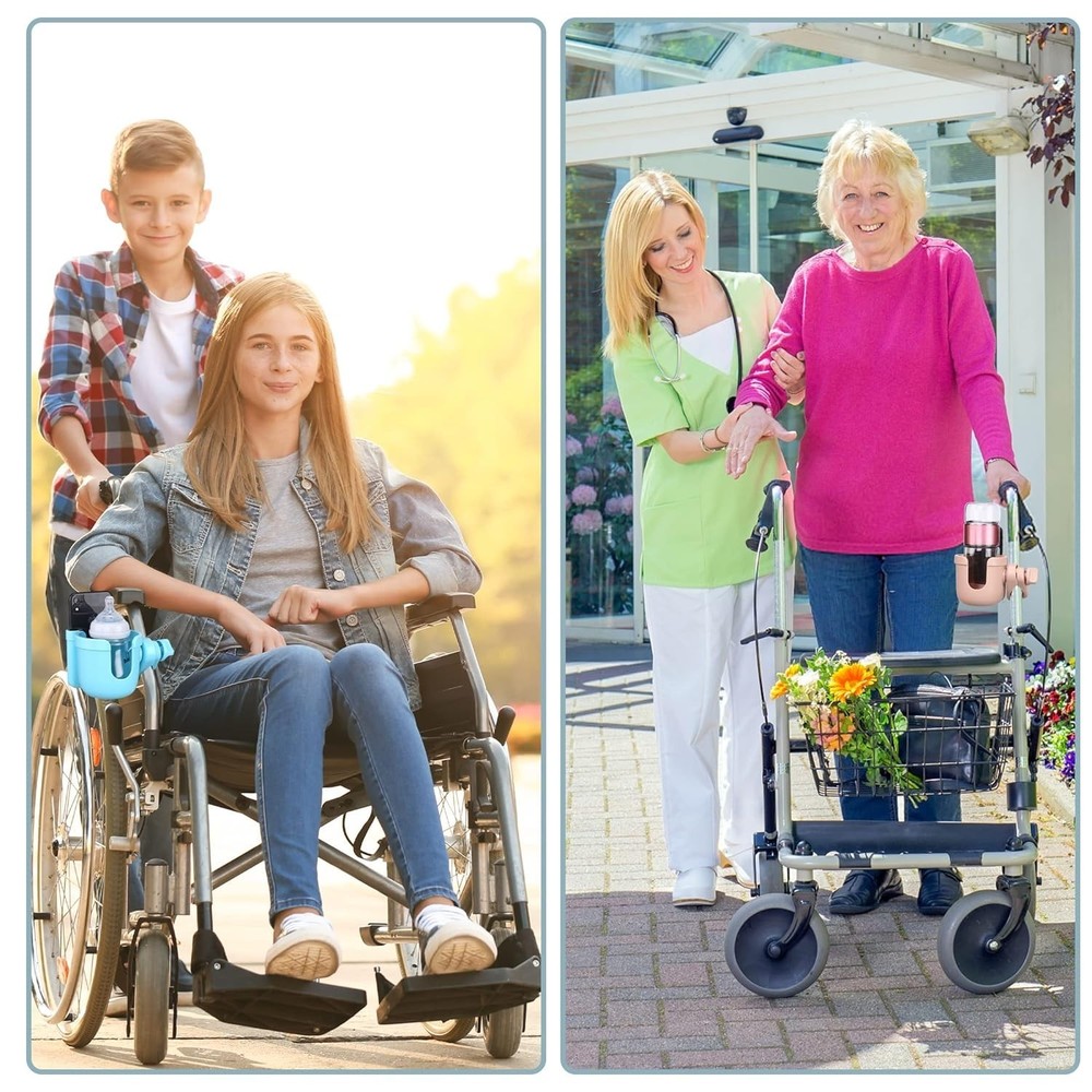 Universal Adjustable Stroller Cup Holder with Phone Holder & Non-Slip Design