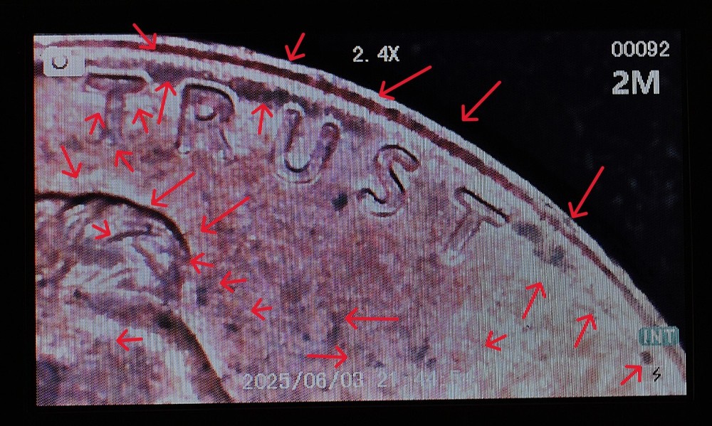 2001 Penny Multi Strike Error Double Die, Die Cracks, Initials Obscured