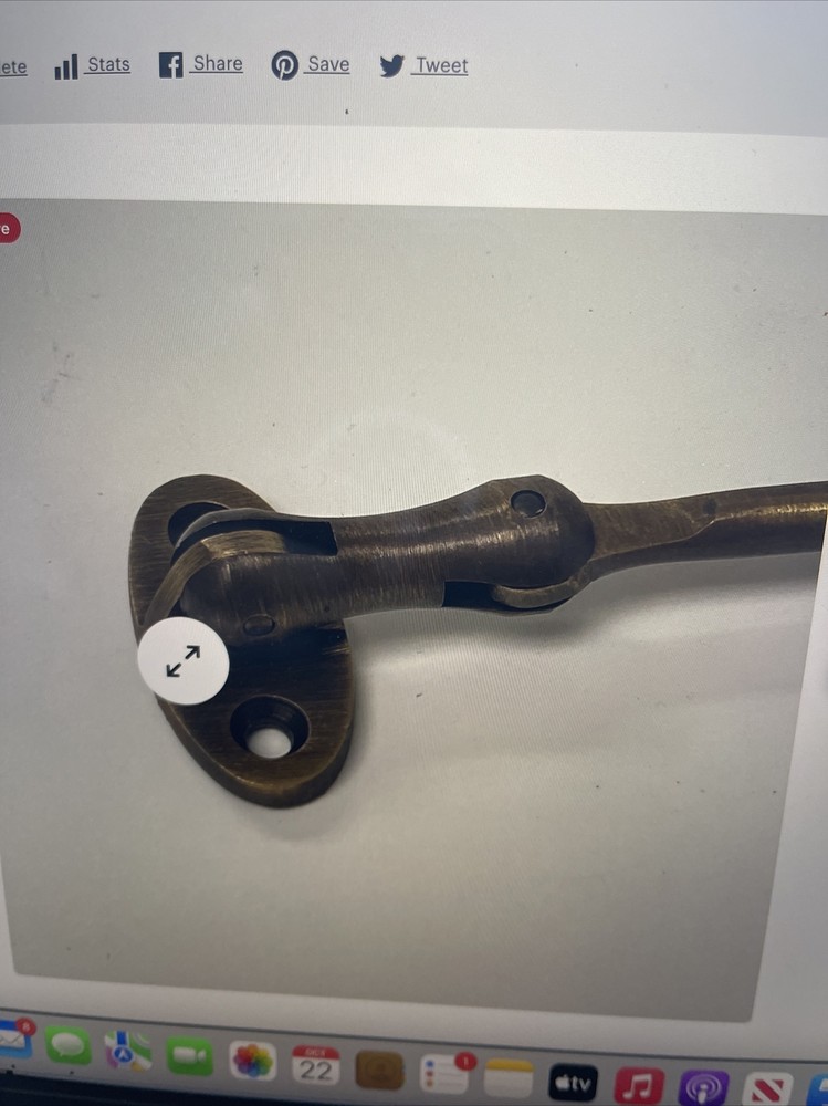 Solid Antique Brass 4 Hook And Eye Lock